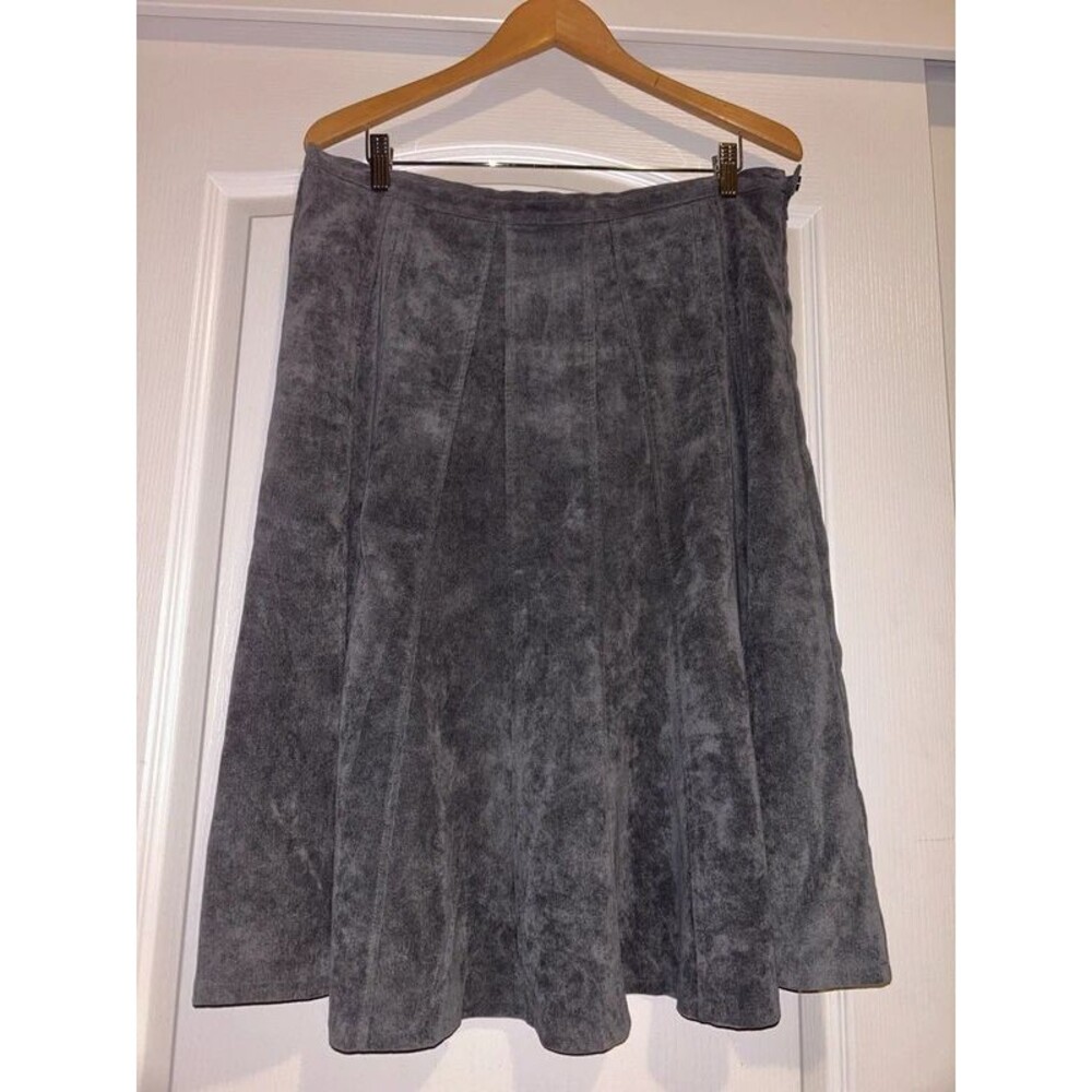 christopher & banks medium gray fine whale corduroy a line circle skirt 14 L